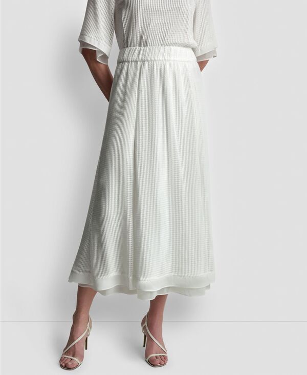 ダナ キャラン ニューヨーク レディース ボトムスカート アンクル DKNY Womens Laye red Window Pane Ankle Skirt Ivory アイボリー