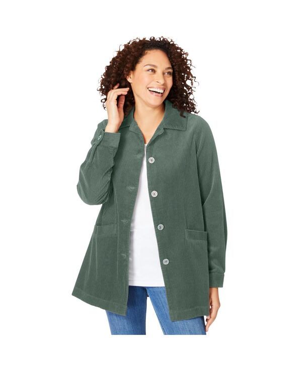 ウーマン ウィズイン レディース アウター ジャケット・ブルゾン コーデュロイ Woman Within Womens Within PleatBack Corduroy Jacket Pine