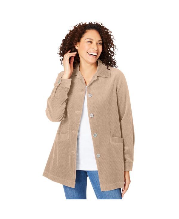ウーマン ウィズイン レディース アウター ジャケット・ブルゾン コーデュロイ Woman Within Womens Within PleatBack Corduroy Jacket New kha