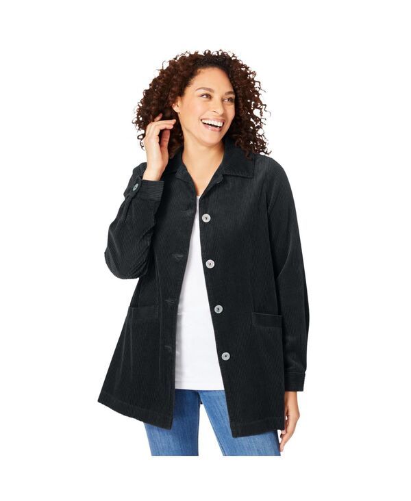 ウーマン ウィズイン レディース アウター ジャケット・ブルゾン コーデュロイ Woman Within Womens Within PleatBack Corduroy Jacket Black ブ