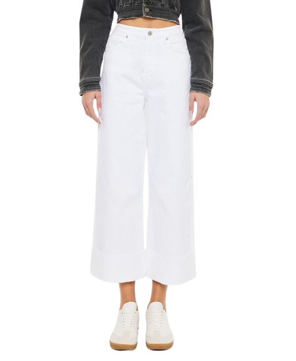 カンクン レディース ボトムス デニムパンツ ワイドレッグ クロップド ジーンズ KanCan Womens Alfie 90s Cropped Wide Leg Jeans White ホワイト
