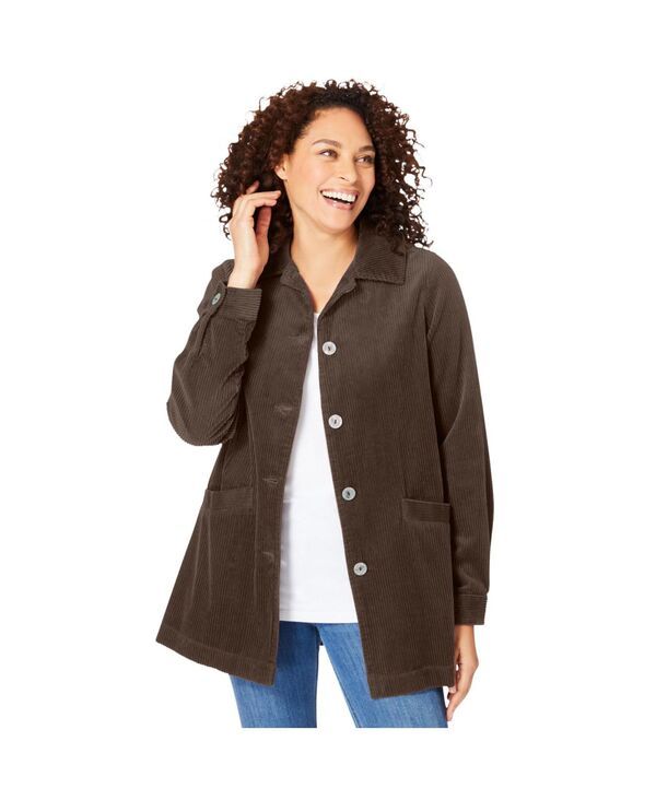 ウーマン ウィズイン レディース アウター ジャケット・ブルゾン コーデュロイ Woman Within Womens Within PleatBack Corduroy Jacket Chocola