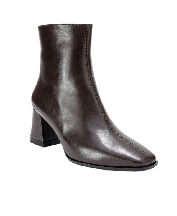 プロローグシューズ レディース ブーツ・レインブーツ ヒール Prologue Shoes Womens Arven Block Heel Boot Brown faux leather ブラウン