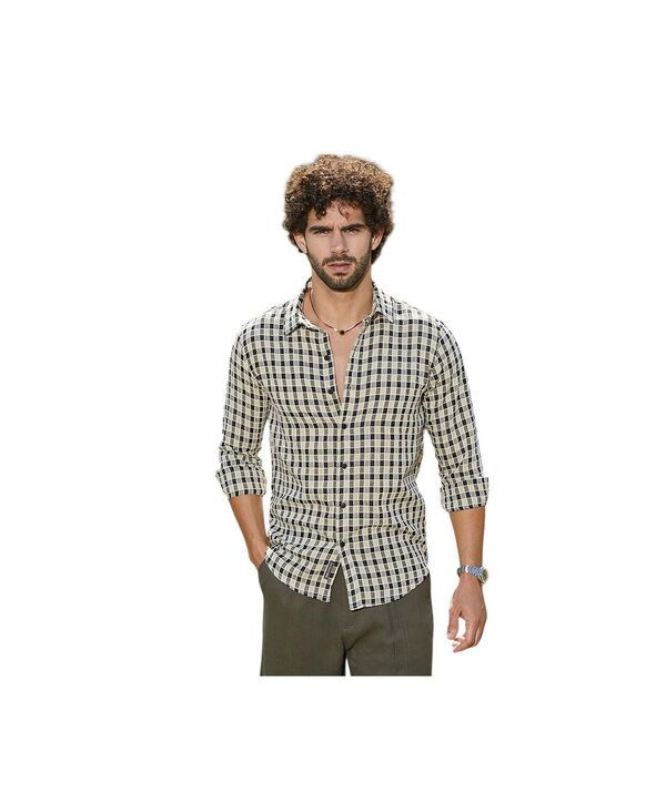 キャンパスストラ メンズ トップス シャツ Campusutra Mens Navy Blue Cream White Glen Check Shirt White ホワイト 17,486円