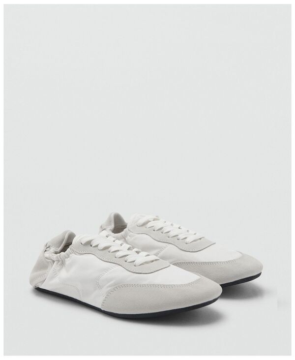 マンゴ レディース シューズ スニーカー レース レザー MANGO Womens LaceUp Leather Sneakers White ホワイト