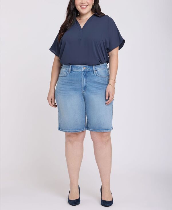 エヌワイディージェイ レディース ボトムス ハーフパンツ・ショーツ プラスサイズ ショートパンツ NYDJ Plusize Lilly MidRise Shorts with Liftuck Tech