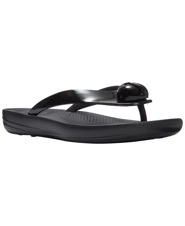 フィットフロップ レディース シューズ スリッポン・ローファー サンダル FitFlop Womens Iqushion GlossyButton SlipOn Sandals Black ブラック