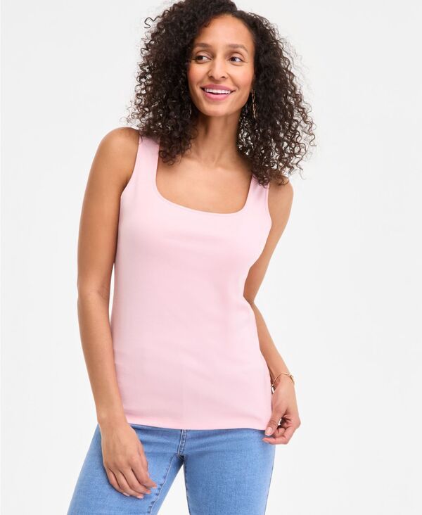 スタイルアンドコー レディース トップス タンクトップチ コットン Style Co Petite Square Neck Cotton Tank Top Warm Blush ブラッシュ