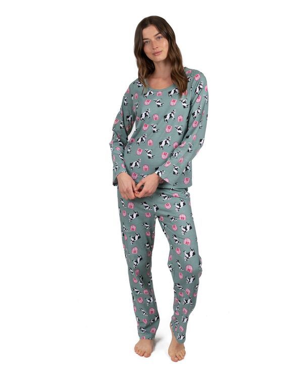 レベレット レディース アンダーウェア ナイトウェア コットン Leveret Womens Matching Family TwoPiece Cotton Long Sleeve Loose Fit