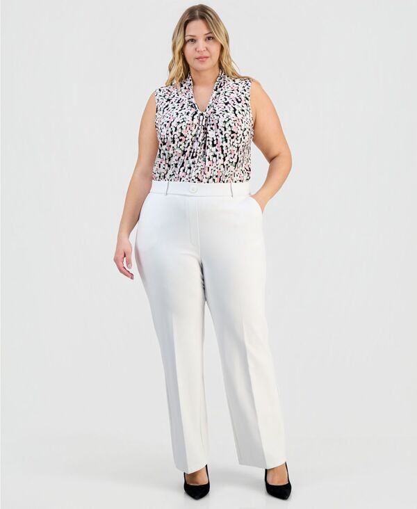 カスパール レディース ボトムス カジュアルパンツ ストレート プラスサイズ Kasper Plusize High Rise Straight Leg Pants Vanilla Ice