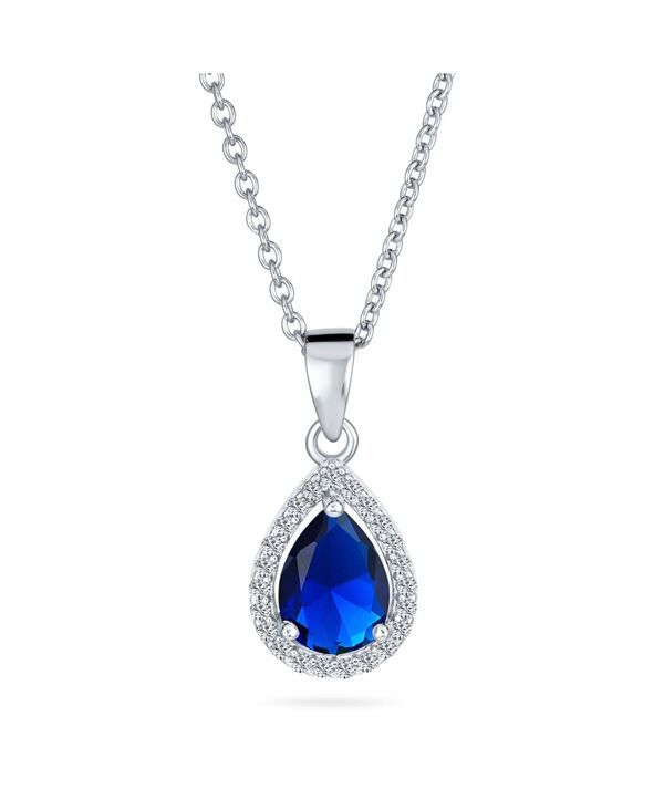 ブリング レディース アクセサリー ネックレス・チョーカー・ペンダントトップ レース Bling Jewelry 5CT Solitaire Teardrop Halo Sapphire Blue C