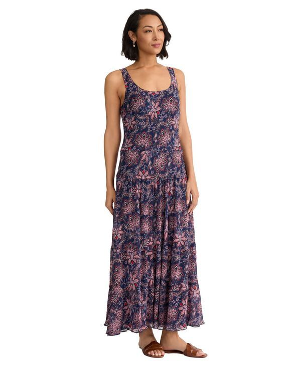 ジョーンズニューヨーク レディース ボトムス カジュアルパンツ ティアード マキシワンピース プリント ノースリーブ マキシ Jones New York Womensleeveless Printe