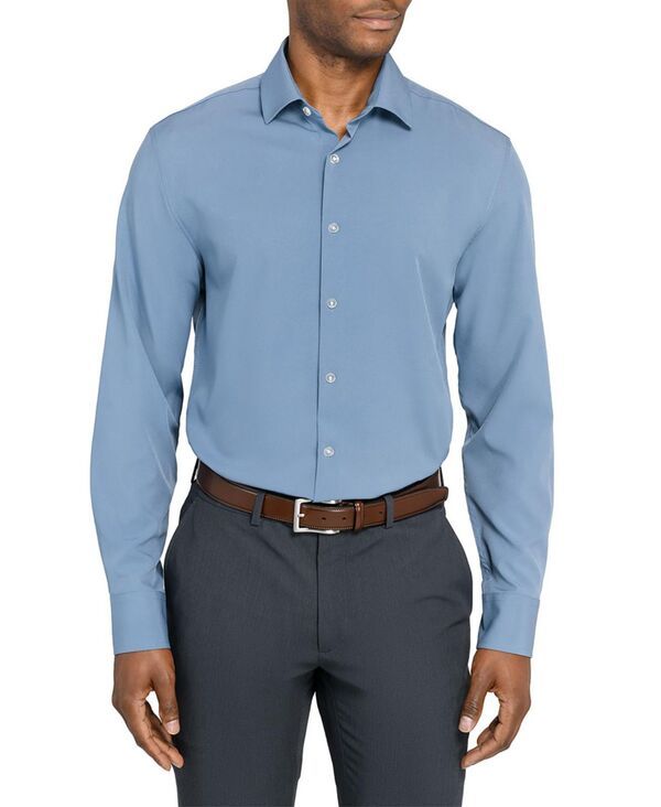 コンストラクト メンズ トップス シャツ ConStruct Mensolid Performance Stretch Cooling Comfort Dresshirt Hydrangea