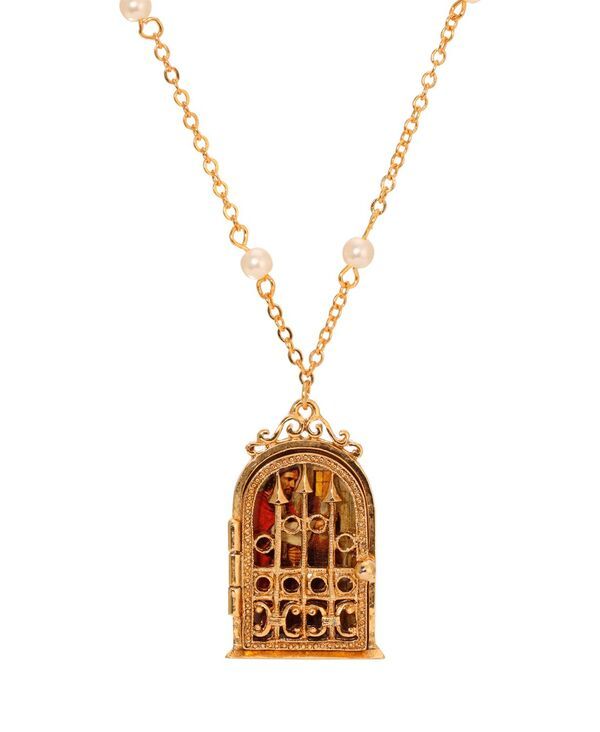 シンボルズオブフェイス レディース アクセサリー ネックレス・チョーカー・ペンダントトップ レース Symbols ofaith Gold Tone Jesus Decalocket Faux Pea