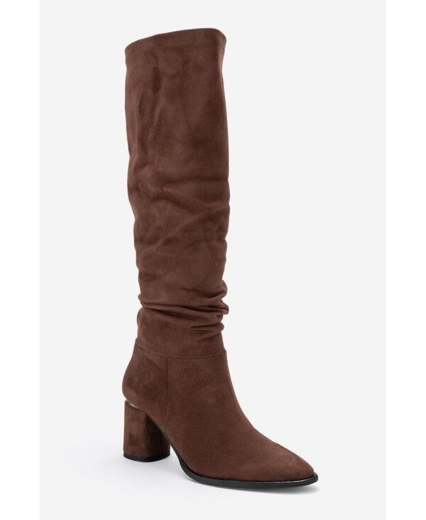 プロローグシューズ レディース ブーツ・レインブーツ ヒール Prologue Shoes Womens Vianella Block Heel Knee High Boot Brown suede