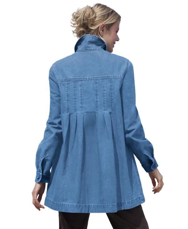 ウーマン ウィズイン レディース アウター ジャケット・ブルゾン プラスサイズ デニム Woman Within Plusize Within PleatBack Denim Jacket Light