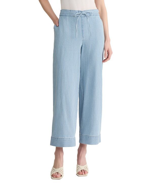 ジョーンズニューヨーク レディース ボトムス カジュアルパンツ ワイドレッグ Jones New York Womens Wide Leg Stripe Drawstring Cropants Med