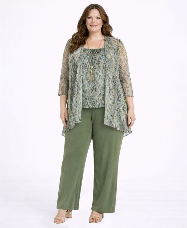 アールアンドエムリチャーズ レディース トップス タンクトップラスサイズ パンツ ジャケット R M Richards Plusize Tank Top Jacket and Pants 3Piece