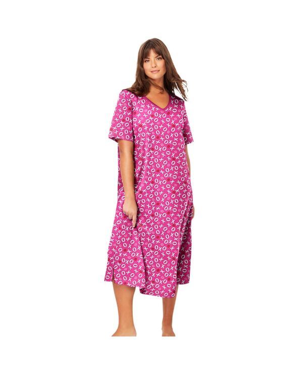 ドリームスアンドコー レディース アンダーウェア ナイトウェア Vネック ミディ シャツ コットン Dreams Co Womens Dreams and Co VNeck Short Sleeve