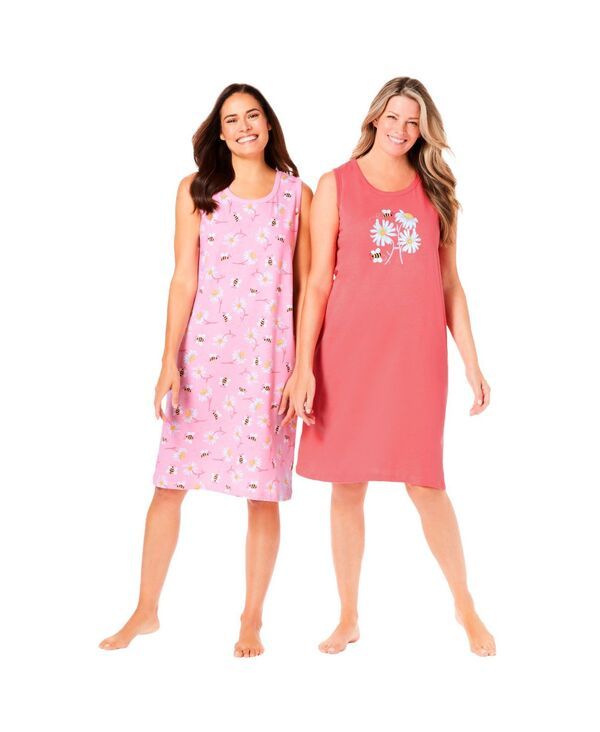 ドリームスアンドコー レディース アンダーウェア ナイトウェア シャツ ノースリーブ Dreams Co Womens Dreams and Co 2Pack Sleevelessleepshirt