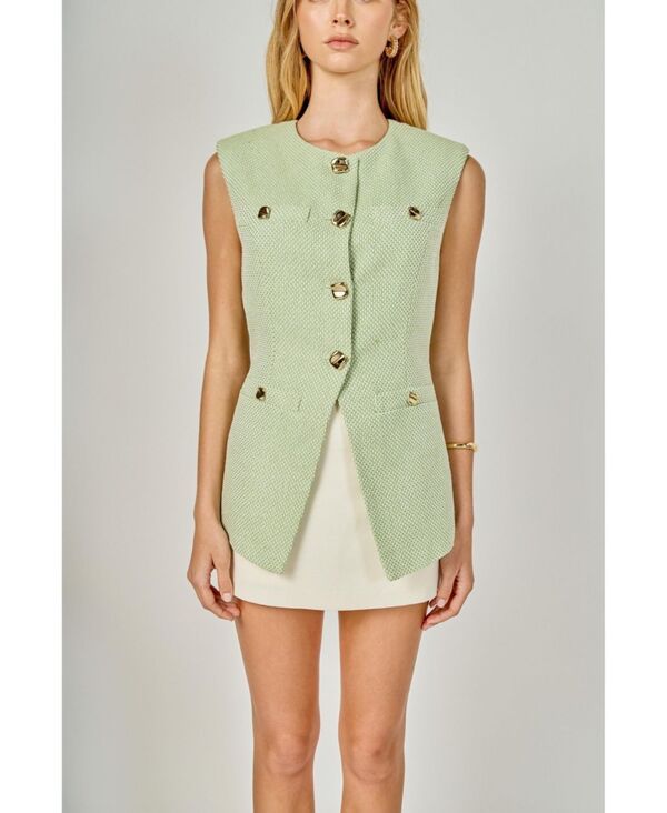 エンドレスローズ レディース トップス ベスト endless rose Womens Long Vest With Button Details Pistachiowhite ホワイト 26,128円