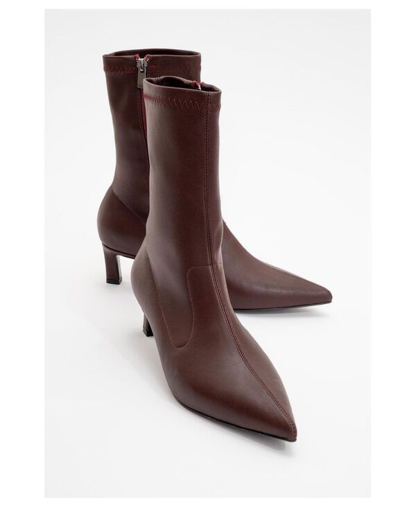 プロローグシューズ レディース ブーツ・レインブーツ Prologue Shoes Lewin Pointed Toe Stiletto Boot Burgundy faux leather バーガン