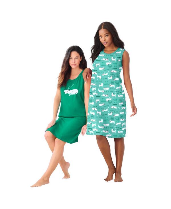 ドリームスアンドコー レディース アンダーウェア ナイトウェア シャツ ノースリーブ Dreams Co Womens Dreams and Co 2Pack Sleevelessleepshirtr