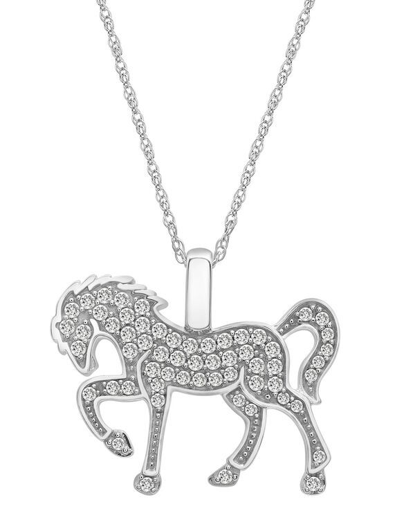 ラップド レディース アクセサリー ネックレス・チョーカー・ペンダントトップ レース Wrappediamond Horse Pendant Necklace 14 ctw in 10k White