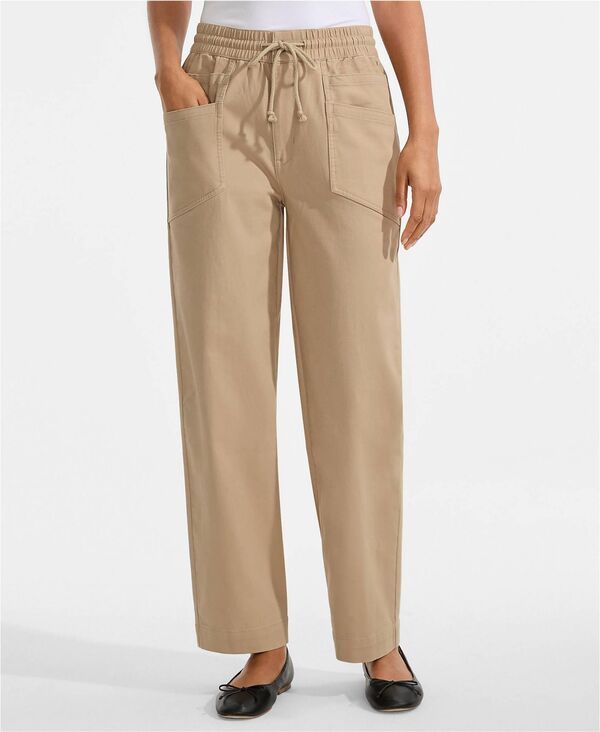 ランズエンド レディース ボトムス カジュアルパンツ プチ アンクル Lands End Petite Herringbone Chino High Rise Relaxed Straight Dra