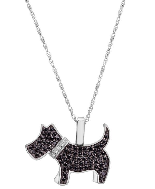 ラップド レディース アクセサリー ネックレス・チョーカー・ペンダントトップ レース Wrapped Black Diamond 14 ctw White Diamond Accent Schnauz