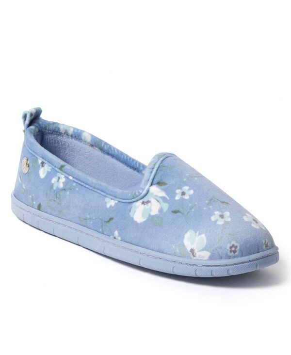 ディアフォームズ レディース シューズ スリッポン・ローファー Dearfoams Womens Rachel Velour Closed Back House Slipper Blue Floral