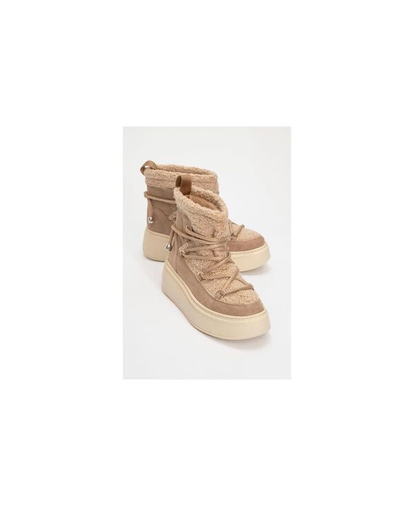 プロローグシューズ レディース ブーツ・レインブーツ Prologue Shoes Dila Fur Lined Boot Women Dark beige faux leather ベージュ