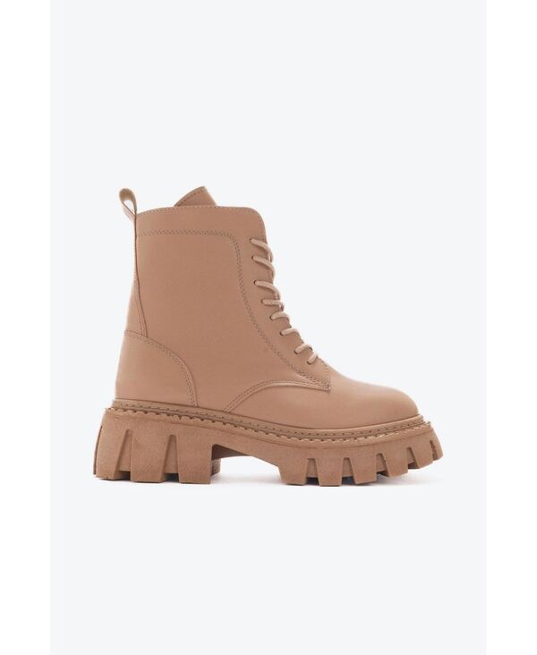 プロローグシューズ レディース ブーツ・レインブーツ Prologue Shoes Zarela Chunky Boot Women Dark beige faux leather ベージュ