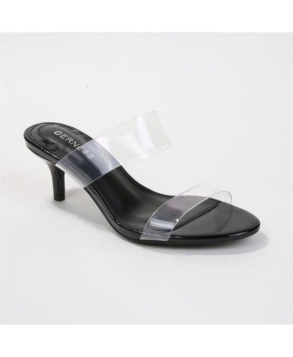 バーネス レディース シューズ サンダル ヒール BERNESS Womens Calia Clear Double Strap Kitten Heels Black ブラック
