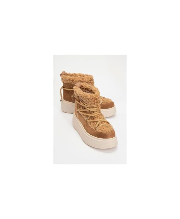 プロローグシューズ レディース ブーツ・レインブーツ Prologue Shoes Dila Fur Lined Boot Women Cognac faux leather
