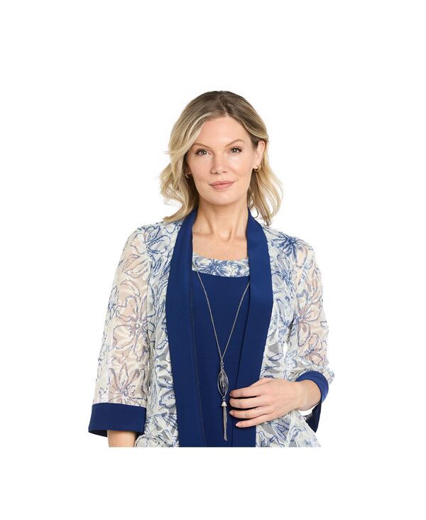 アールアンドエムリチャーズ レディース アウター ジャケット・ブルゾン プチ R M Richards Petite Scoop Neck Jacket Dress Marineblue ブルー