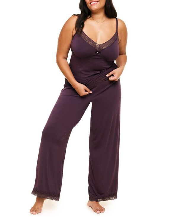 アドアミー レディース アンダーウェア ナイトウェア プラスサイズ パンツ Adore Me Plusize Suzanna Pajama Cami And Pantset Dark purple パ