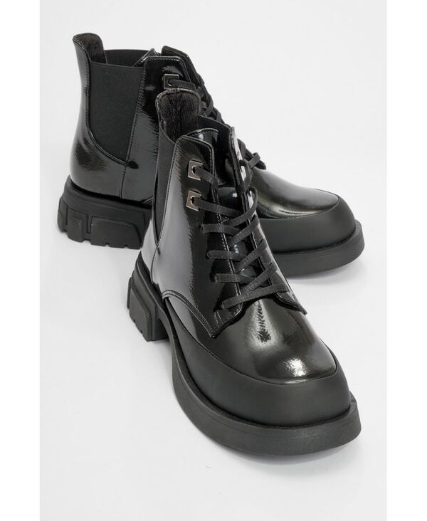 プロローグシューズ レディース ブーツ・レインブーツ Prologue Shoes Prologue Womenshoes Challo Combat Boot Black patent faux l