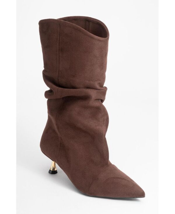 プロローグシューズ レディース ブーツ・レインブーツ Prologue Shoestein Pointed Toe Boot Women Brown suede faux leather ブラウン