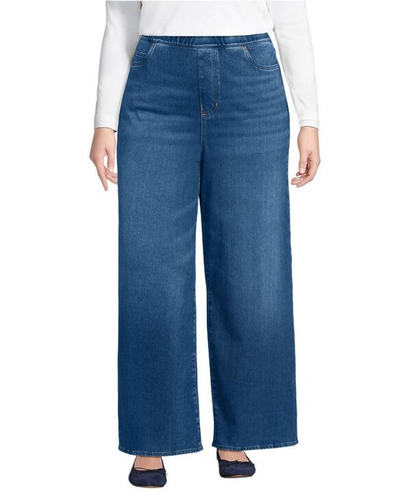 ランズエンド レディース ボトムス デニムパンツ ワイドレッグ プラスサイズ ジーンズ Lands End Plusize Starfish Denim High Rise Wide Leg Jean