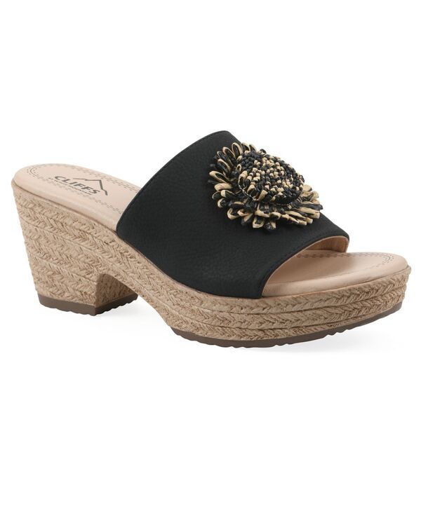 クリフバイホワイトマウンテン レディース シューズ サンダル Cliffs by White Mountain Womens Brikley Wedge Sandals Black Tumbled N