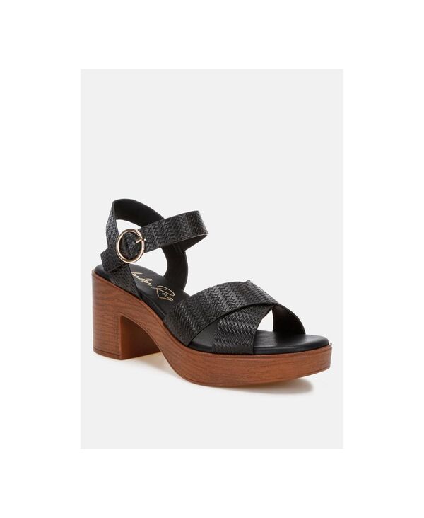ロンドンラグ レディース シューズ サンダル プラットフォーム ヒール London Rag Womens Elenia Platform Block Heel Sandals Black embos