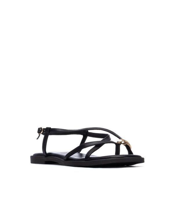 キシタイ レディース シューズ サンダル XTI Womens Flat Strappy Sandals Black ブラック