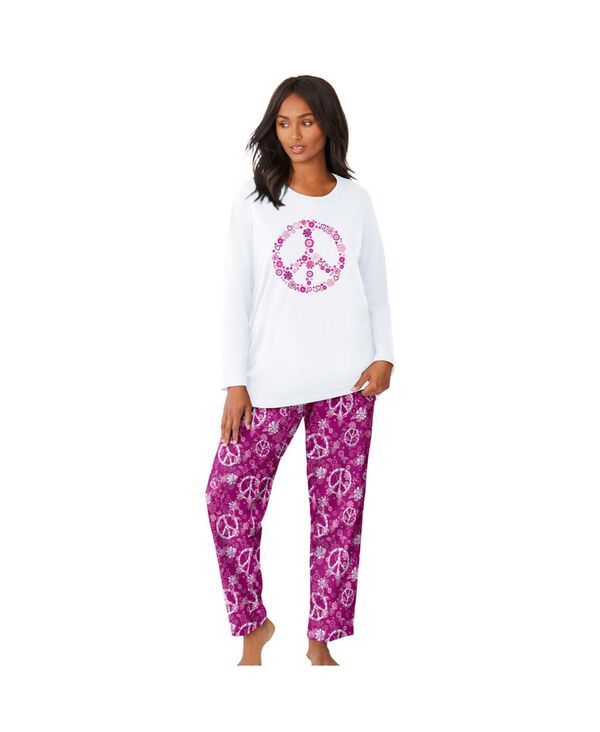 ドリームスアンドコー レディース アンダーウェア ナイトウェア ニット Dreams Co Womens Dreams and Co Long Sleeve Knit PJ Set Raspberry