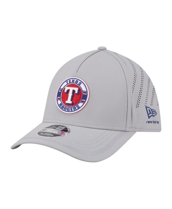 ニューエラ メンズ アクセサリー 帽子 New Era Mens Gray Texas Rangers Patch 39THIRTY AFrame MCrown Perforated Flex Hat