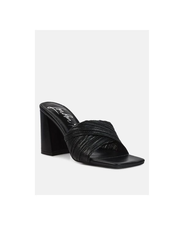 ロンドンラグ レディース シューズ サンダル ヒール London Rag Womensaltyou Crinkled Triangular Block Heel Sandals Black ブラック