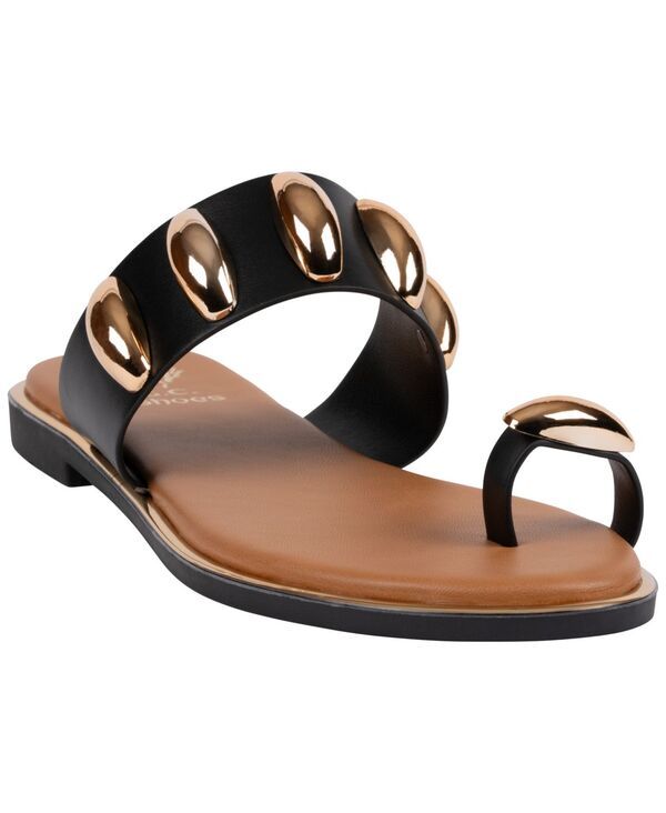 ジーシーシューズ レディース サンダル GC Shoes Womens Kenley Toe Ring Hardware Flat Sandals Black ブラック