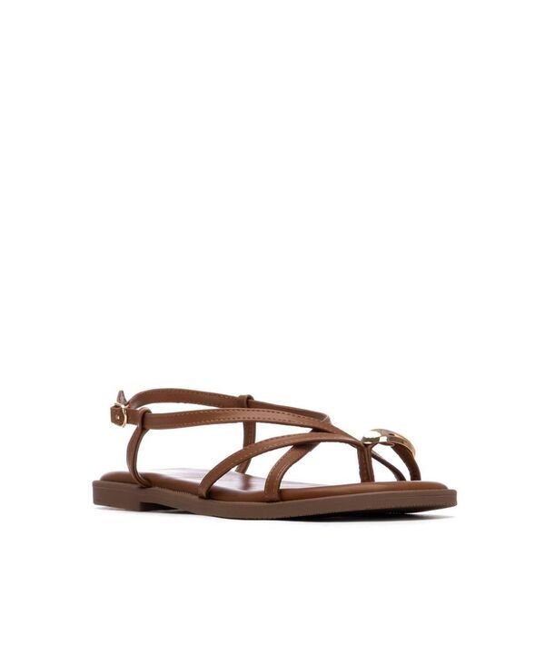 キシタイ レディース シューズ サンダル XTI Womens Flat Strappy Sandals Camel キャメル