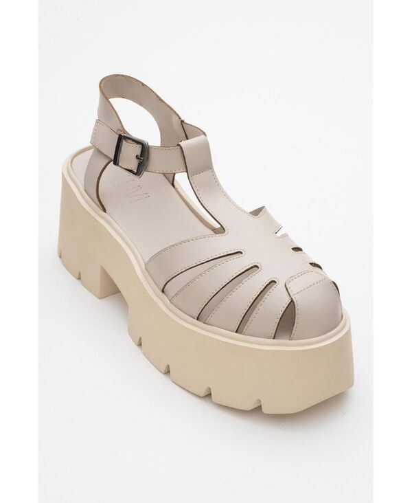 プロローグシューズ レディース サンダル プラットフォーム Prologue Shoes Verua Platform Sandal Women Beige faux leather ベージュ