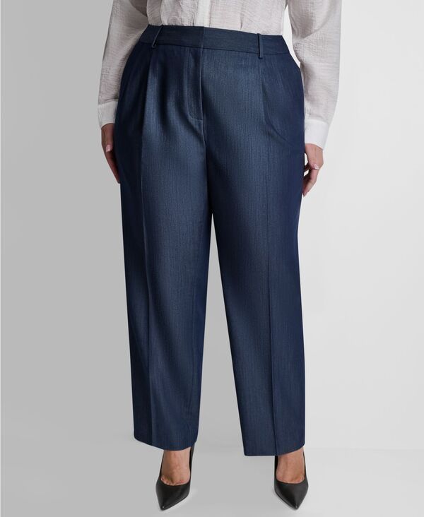 ダナ キャラン ニューヨーク レディース ボトムス カジュアルパンツ プラスサイズ プリーツ DKNY Plusize MidRise Pleated Trouser Dark Navy ネイビー